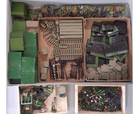 Boxful of Britains Miniature Garden model pieces including people, floral displays and landscaping pieces 