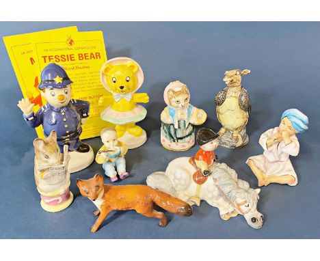 Small collection of cabinet ware including Royal Worcester figure, Beatrix Potter Tailor of Gloucester, Cousin Ribby, from th