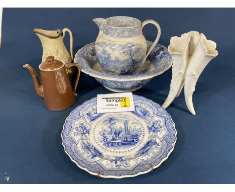 Extensive collection of mainly 19th century English pottery including Imari printed blue and white plates, Mintons dishes, ju