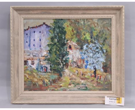 Three framed artworks to include: Village landscape in impasto (20th Century), oil on canvas, unsigned, 55 x 46 cm; ink on si
