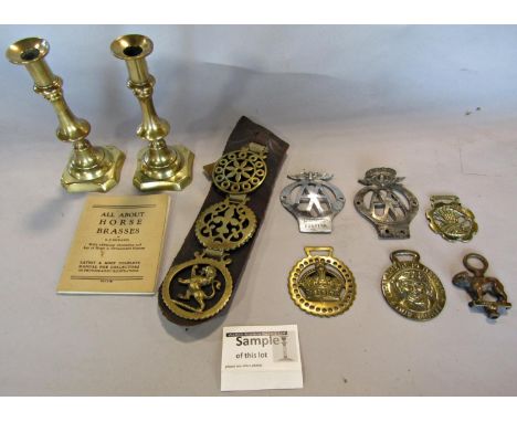 A pair of Edwardian brass scaled Fireman’s epaulettes, and a single version a quantity of 19th and 20th century horse brasses