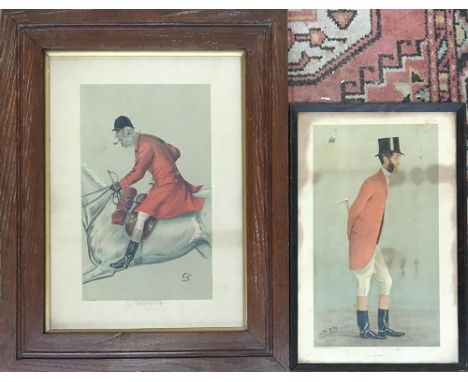 The 'Blackmore Vale' coloured print with monogram CG of huntsman, 40x28cm, together with Spy, 'An old Master', Vanity Fair 18