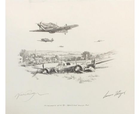 Nicolas Trudgian, Hurricane of No.87 Squadron August 1940, pencil sketch, mounted and wrapped, 26x31cm 