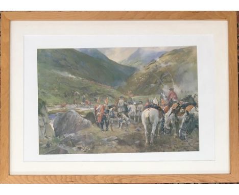 After Lionel Edwards, The Battle of Glenshiel, signed in pencil lower left, 31x45cm; together with a Stewart Sketchbook 1542-