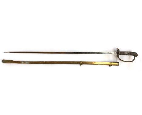 An 1892 pattern infantry officers sword by Firmin &amp; Son, the single fullered blade having etched floral design, the pierc