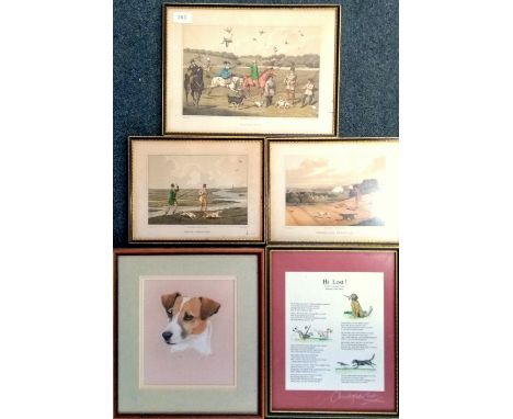 A collection of three 19th century coloured engravings after Henry Alken (1785-1851), 'Shooting', 'Hawking', 'Hunting', and o