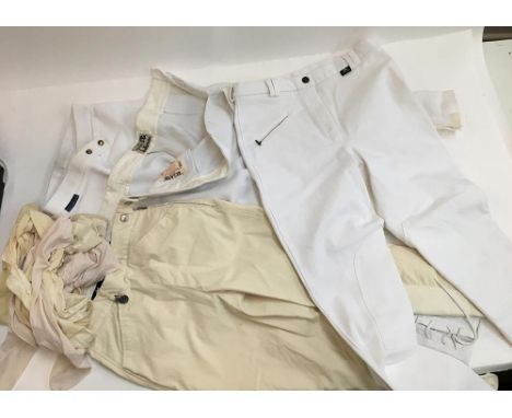 Four pairs of ladies hunting breeches, to include Harry Hall, Lavenham, and Mountain Horse; together with various boot stocki