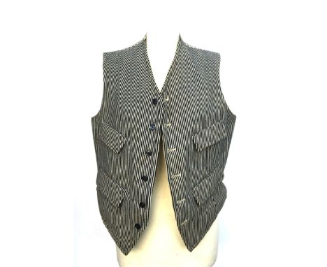 A tattersall cheque wool hunting waistcoat with butcher stripe facings, 40-42" chest 