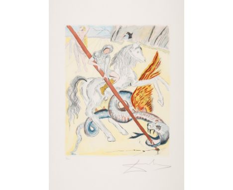δ Salvador Dalí (1904-1989)St. George and the Dragon (Field 78-1)Etching with extensive hand-colouring, 1978, signed in penci