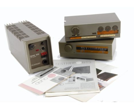 QUAD units, QUAD FM 3 tuner in original box, QUAD 303 amplifier serial no: 4870 and QUAD 33 control unit serial :28477 - with