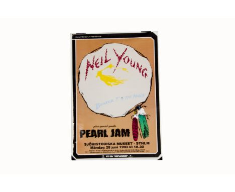 Neil Young / Pearl Jam Poster, Neil Young, Booker T and Pearl Jam - Gig poster for the Stockholm concert 28th June 1993 - mea