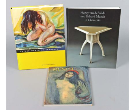 3 Kunstbände Edvard Munch dabei 2 illustr. Hardcover Ausgaben *Edvard Munch in Chemnitz* hrsg. von Ingrid Mössinger, Beate Ri