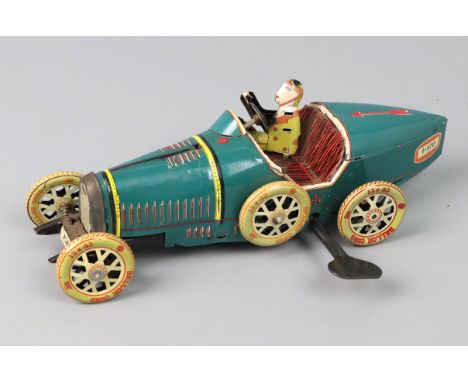 Blechauto Rennwagen Bugatti I-970 v.1930, Federwerk mit Schlüssel, Paya - Tin Toy, Replik, L ca. 18,5 cm