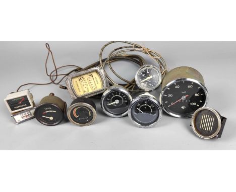 Posten Mano- und Thermometer sowie Anzeigen 10 verschiedene Ausführungen von Oeldruck Manometer, Wasser Thermometer, Tachomet