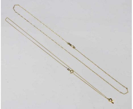 2 Gold Ketten und Anhänger *R* - GG 333 punziert Gelbgold 333 (8 Karat), ca. 3,9 Gramm, Buchstaben Anhänger *R* mit strahlenf