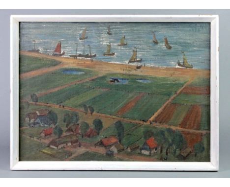 Küstenlandschaft - Schettler, Elisabeth Öl auf Leinwand, unsigniert, rückseitig mit Nachlaßstempel für Elisabeth Schettler We