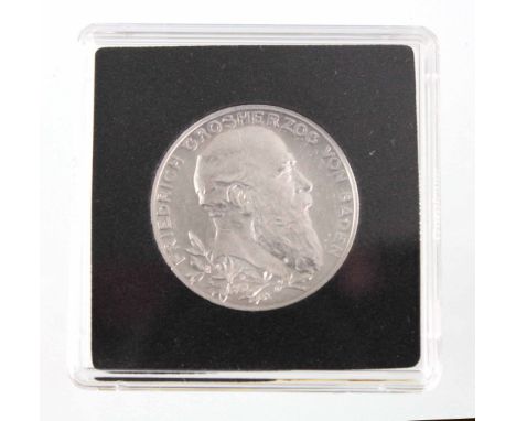 2 Mark Friedrich Grossherzog von Baden 1902 Silbermünze Zwei Mark Deutsches Reich 1902, so um gekrönten Reichsadler mit Brust