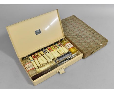 A Vintage Winsor and Newton Enamelled Watercolours Box, No 15 Students', Complete with Brushes, Oils, Paints Etc and with Ori