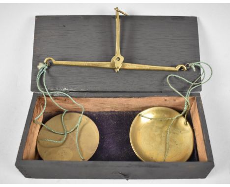 A Wooden Box Containing a Pair of Brass Apothecary or Jewellers Scales, Inscribed Tivoli 