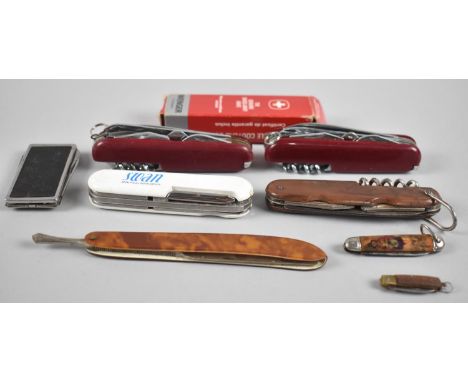 A Collection of Various Multitool Penknives/Fruit Knives together with Box for Swiss Army Knife 
