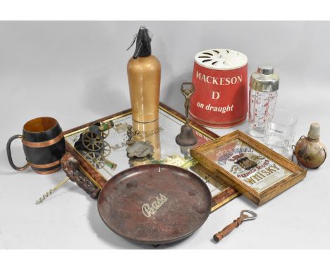 A Collection of Vintage and Later Breweriana to Include Reproduction Macallan Advertising Mirror, Mackeson Light Shade, Cockt