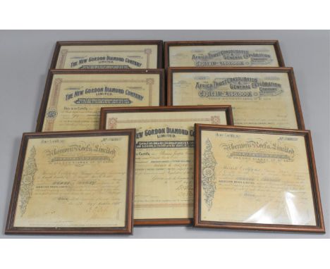 A Collection of Seven 19th Century Framed Share Certificates 
