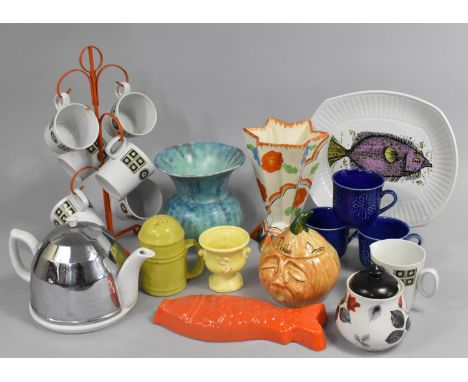 A Collection of Various Mid/Late 20th Century Ceramics to comprise Vases, Onion Pot, Wade Barge Ornament and Viking Ship, Yel