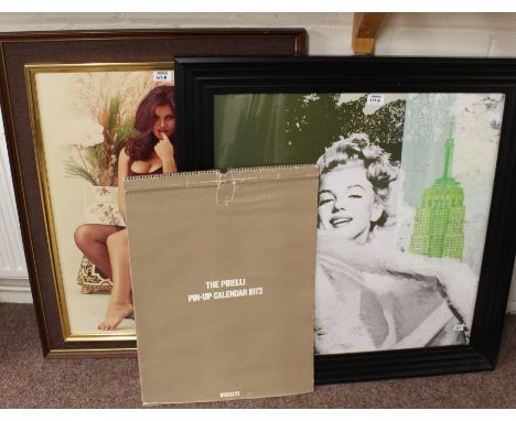Pirelli Pin-Up Calendar 1973, large colour print of Marilyn Monroe 67cm x 67cm and one other (3) Condition Report Click here 