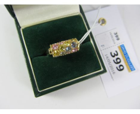 Roller ring set with pink, blue and yellow CZ stamped 750 Condition Report Click here for further images, condition, auction 
