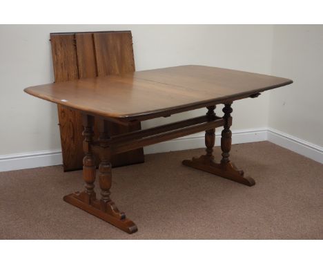 Ercol Golden Dawn finish elm extending dining table with three leaves, 102cm x 160cm - 252cm (with three leaves), H74cm Condi
