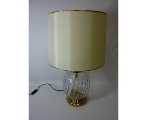 Large glass and gilt metal table lamp with shade H74cm (This item is PAT tested - 5 day warranty from date of sale)
 Conditio