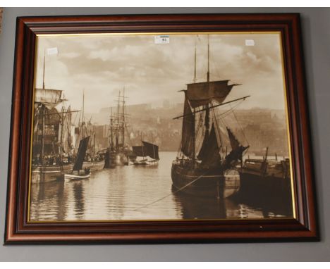 'Dock End and the Angel Vaults Whitby', large photographic print after Frank Meadow Sutcliffe 48cm x 63cm Condition Report Cl