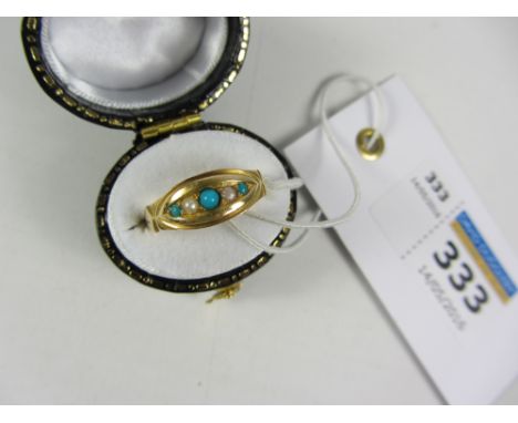 Edwardian turquoise and seed pearl ring hallmarked 18ct Condition Report Click here for further images, condition, auction ti