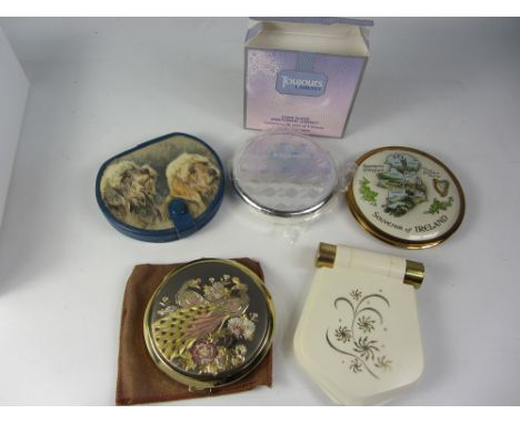 Toujours L'aimant silver plated anniversary compact boxed, Coty compact and lipstick and three others Condition Report Click 