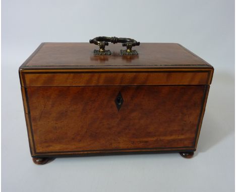 Georgian inlaid satinwood two division tea caddy W24cm Condition Report Click here for further images, condition, auction tim