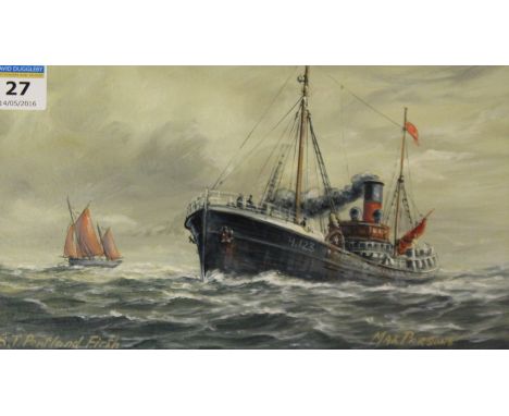 'S T. Pentland Firth' - portrait of the Hull Trawler H.123, oil on board signed by Max Parsons (1915-1998)  14cm x 24cm Condi