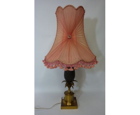 Rococo style pineapple design gilt metal table lamp with shade H72cm
 (requires re-wiring)
 Condition Report Click here for f