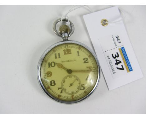 Jaeger Le Coultre War Department issue open face pocket watch, illuminated hands, quarters and hour points, subsidiary second