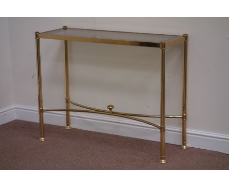 Brass and glass rectangular console table, W101cm, H79cm, D37cm Condition Report Click here for further images, condition, au