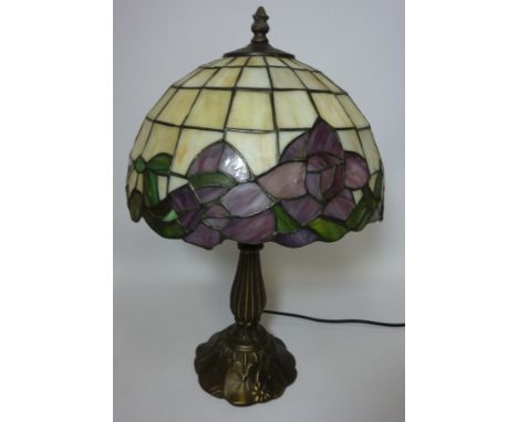 Tiffany style lamp with floral design shade H46cm (This item is PAT tested - 5 day warranty from date of sale)
 Condition Rep