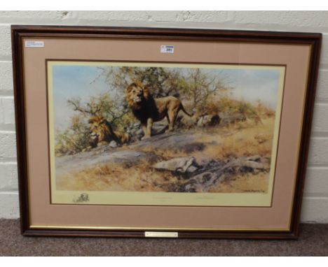 'The Two Gentlemen of Savuti', David Shepherd limited edition colour print with Solomon & Whitehead blind stamp signed and nu