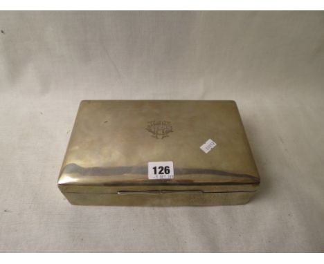 A William Hutton & Sons Ltd Edwardian large silver cigarette box with engraved monogram and wooden lining, hallmarked Birming