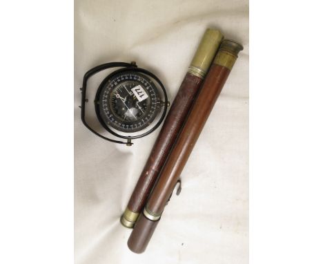 T Cooke & Sons Ltd No 1655 military issue No 17 silver plated and leather telescope, another T Cooke & Sons Ltd no 4890 milit