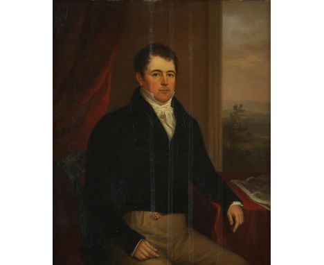 Nineteenth-century British School, portrait of George Chippendale Healey, oil on panel, 28 x 24cm, in a gilt composition fram