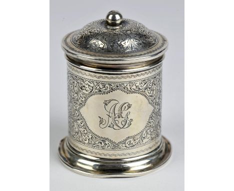 Victorian silver cannister or caddy by Hilliard and Thomason, Birmingham 1894.