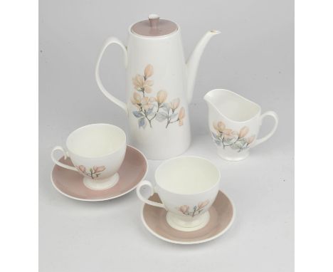 Royal Adderley part tea/coffee service, to comprise tea pot, two coffee pots with covers, three sandwich platters, 11 small s