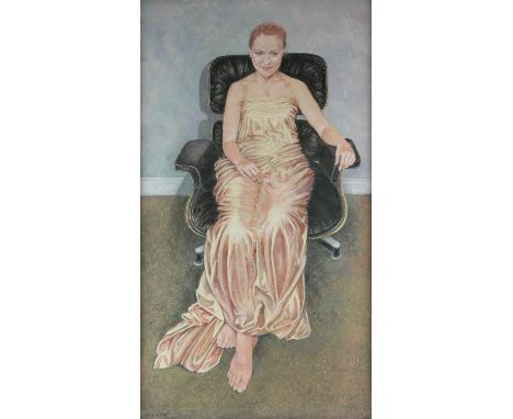 Bob Last (British, 1932-2020), portrait of a seated woman, pastel, signed lower left, 110 x 63cm, framed and glazed.