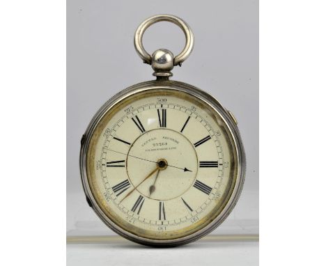 Large 19th century silver chronograph centre seconds 23264 pocket watch, Chester 1890.