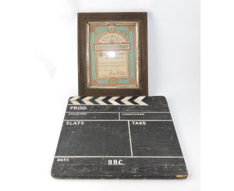A Victorian Temperence certificate, "for excellence in reporting. A lecture on the effects of alcohol", framed together with 