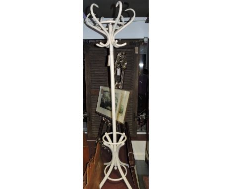 A white painted bentwood coat and stickstand.